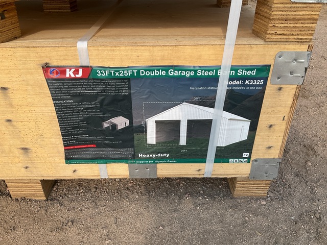 KJ K3325 Double Garage Steel Barn Shed - Unused