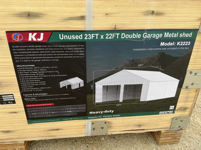 KJ K2223 Double Garage Metal Shed - Unused