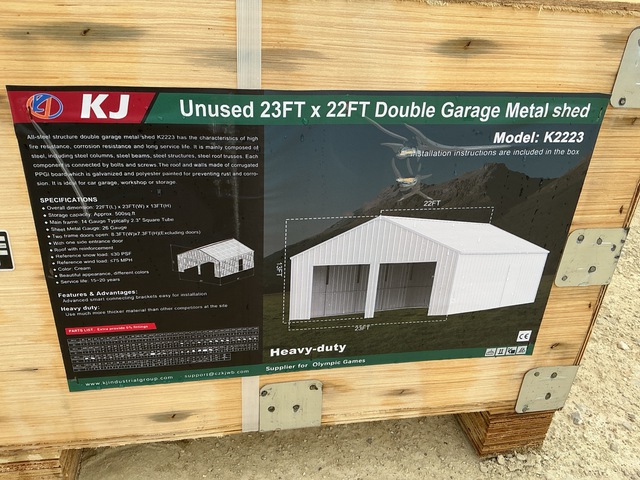 KJ K2223 Double Garage Metal Shed - Unused