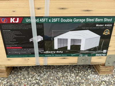 KJ K4525 Double Garage Steel Barn Shed - Unused