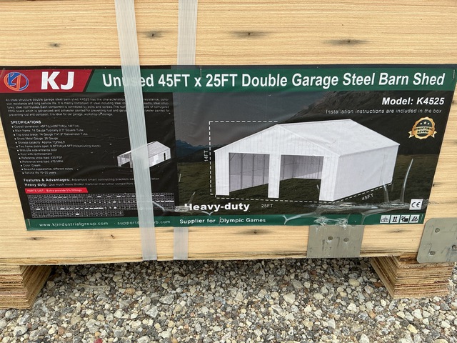KJ K4525 Double Garage Steel Barn Shed - Unused