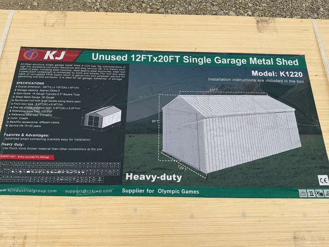 KJ K1220 Single Garage Metal Shed - Unused