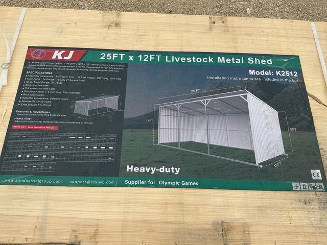 KJ K2512 Livestock Metal Shed - Unused
