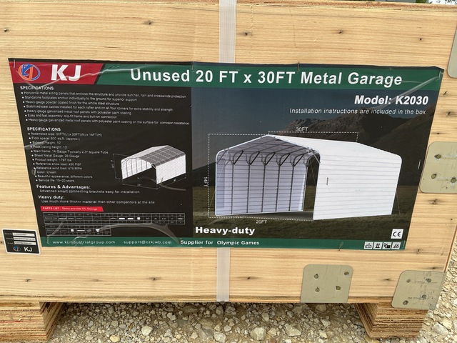 KJ K2030 Metal Garage - Unused
