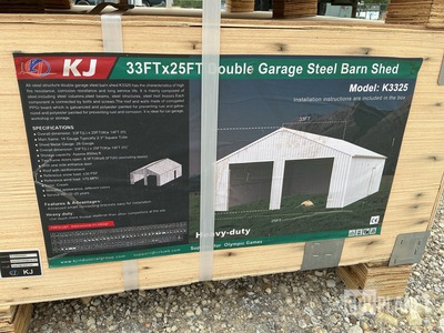 KJ K3325 Double Garage Steel Barn Shed - Unused