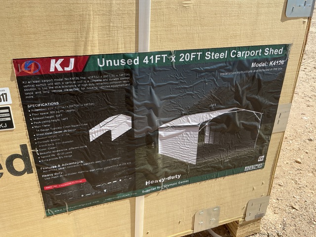 KJ K4120 Steel Carport Shed - Unused