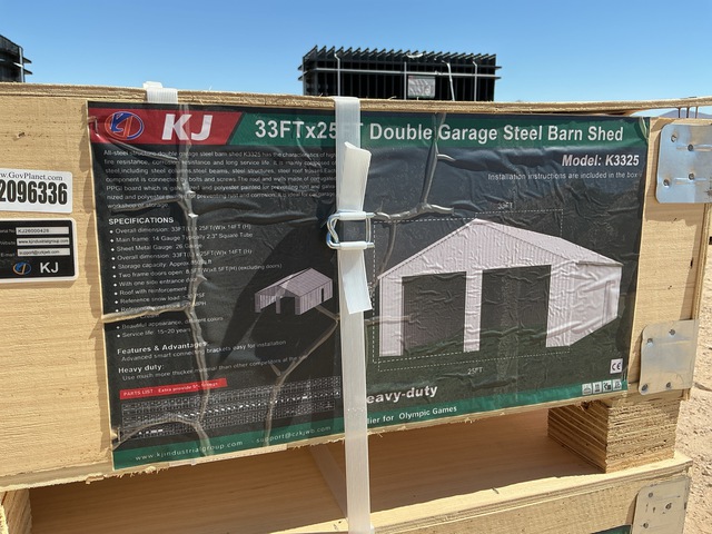 KJ K3325 Double Garage Steel Barn Shed - Unused