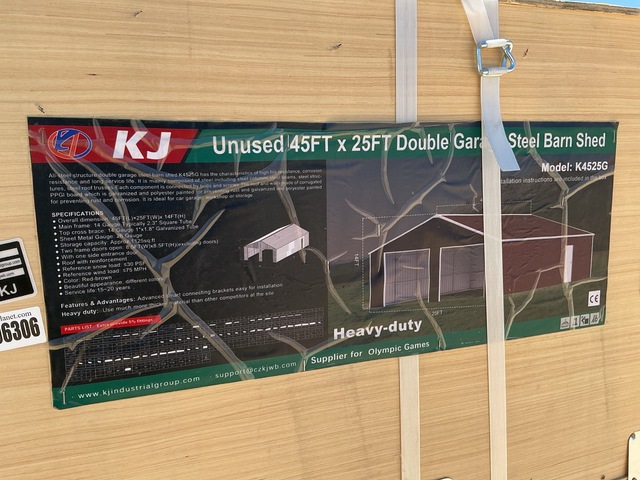 KJ K4525G Double Garage Steel Barn Shed - Unused