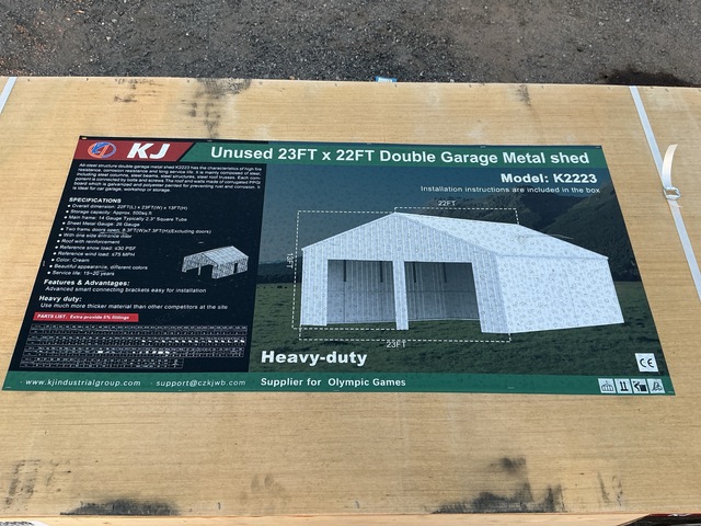 KJ K2223 Double Garage Metal Shed - Unused