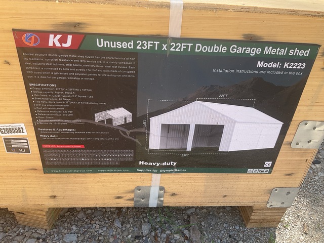 KJ K2223 Double Garage Metal Shed - Unused
