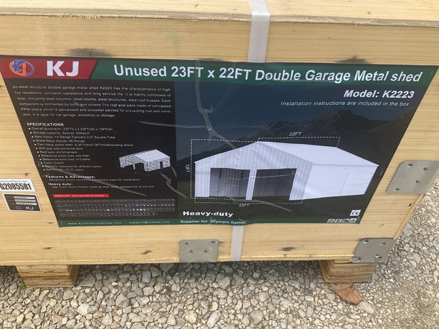 KJ K2223 Double Garage Metal Shed - Unused