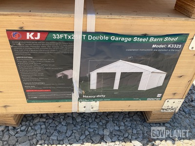 KJ K3325 Double Garage Steel Barn Shed - Unused