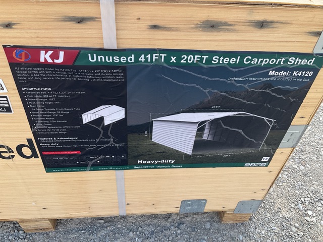 KJ K4120 Steel Carport Shed - Unused