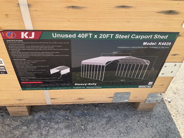 KJ K4020 Steel Carport Shed - Unused