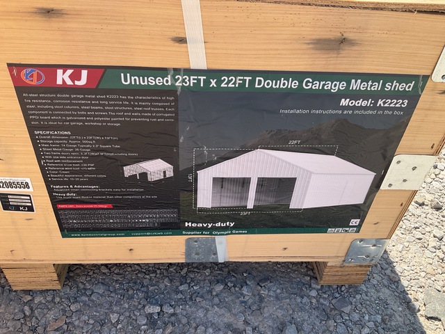 KJ K2223 Double Garage Metal Shed - Unused