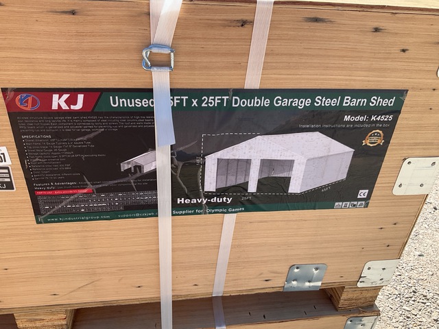 KJ K4525 Double Garage Steel Barn Shed - Unused