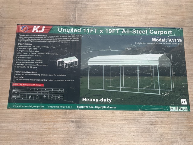 KJ K1119 All-Steel Carport- Unused