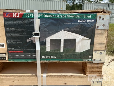 KJ K3325 Double Garage Steel Barn Shed - Unused