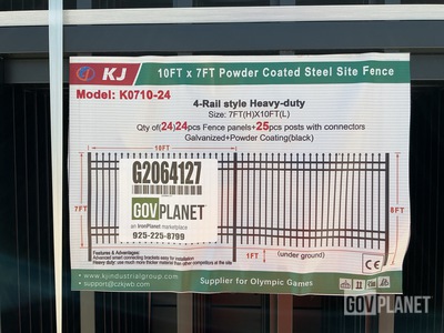 (24) Pieces of KJ Powder Coated Steel Fence w/(25) Post Connectors - Unused