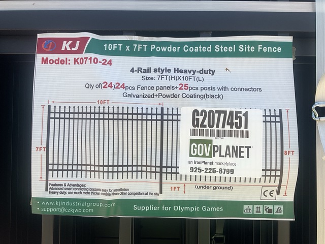 (24) Pieces of KJ Powder Coated Steel Fence w/(25) Post Connectors - Unused