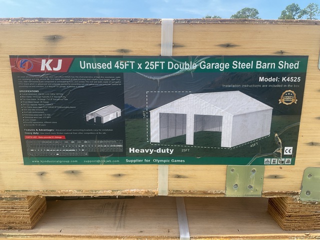 KJ K4525 Double Garage Steel Barn Shed - Unused