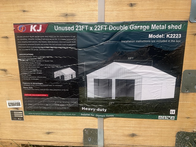 KJ K2223 Double Garage Metal Shed - Unused