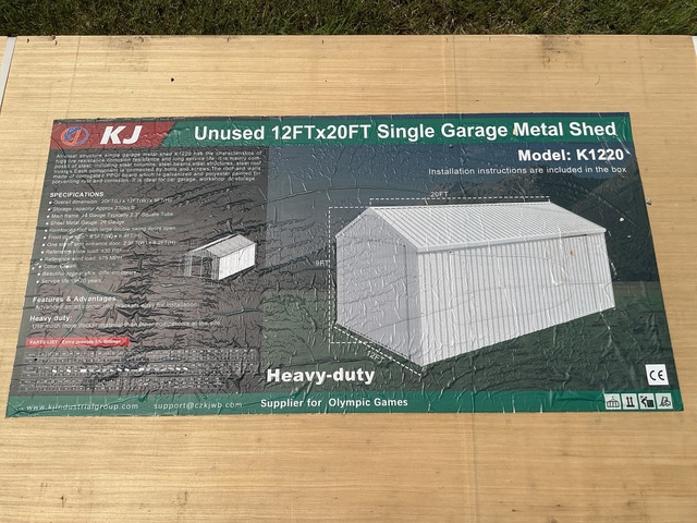 KJ K1220 Single Garage Metal Shed - Unused