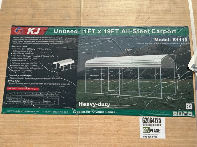 KJ K1119 All-Steel Carport - Unused
