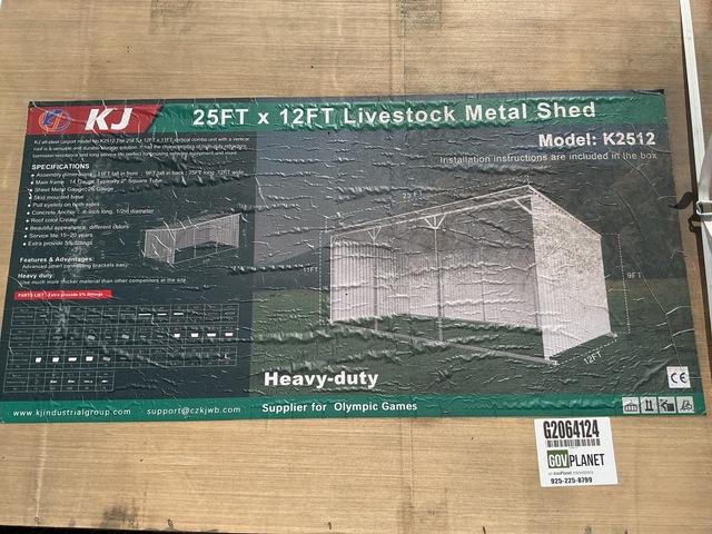 KJ K2512 Livestock Metal Shed - Unused