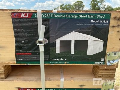 KJ K3325 Double Garage Steel Barn Shed - Unused
