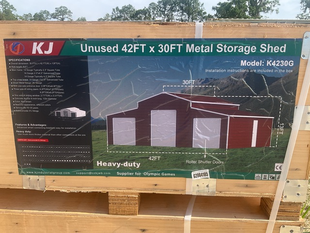 KJ K4230G Metal Storage Shed - Unused