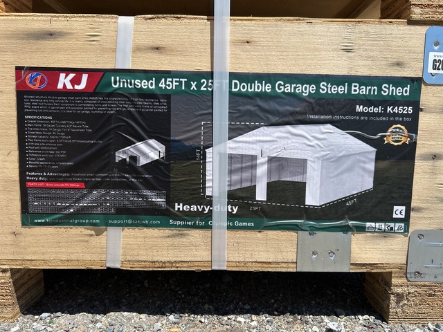KJ K4525 Double Garage Steel Barn Shed - Unused