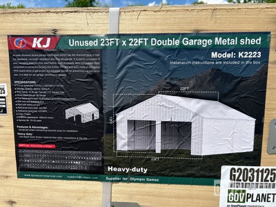 KJ K2223 Double Garage Metal Shed - Unused