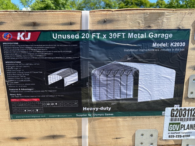 KJ K2030 Metal Garage - Unused