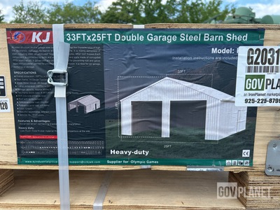 KJ K3325 Double Garage Steel Barn Shed - Unused
