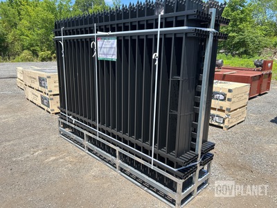 (24) Pieces of KJ Powder Coated Steel Fence w/(25) Post Connectors - Unused