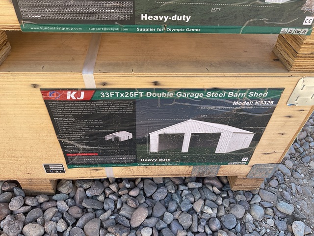KJ K3325 Double Garage Steel Barn Shed - Unused