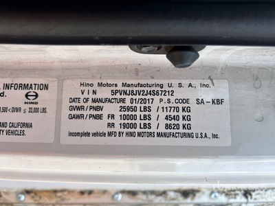 2018 Hino 268 4x2 Van Truck