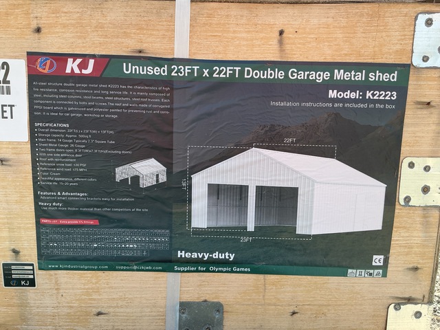KJ K2223 Double Garage Metal Shed - Unused