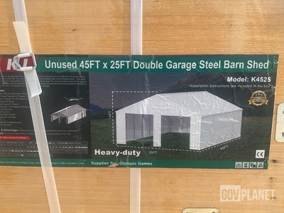 KJ K4525 Double Garage Steel Barn Shed - Unused