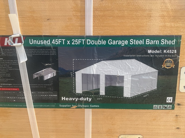 KJ K4525 Double Garage Steel Barn Shed - Unused