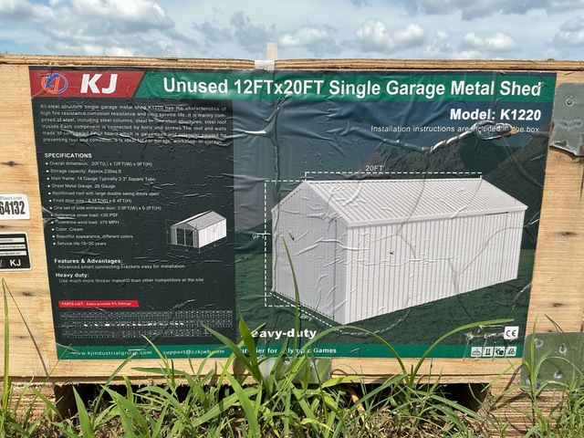 KJ K1220 Single Garage Metal Shed - Unused