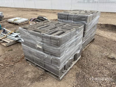 Quantity of (2) Pallets of Allan Block Charcoal 16 in Corners Stone