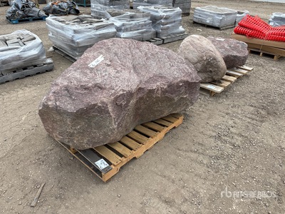 Quantity of (3) Red Boulders Stone