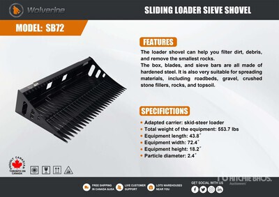 2026 Wolverine SB72 72 in Skeleton Schranklader bak (Unused)
