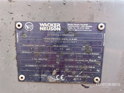 2016 Wacker Neuson EZ38 Mini-Pelle حفارة صغيرة