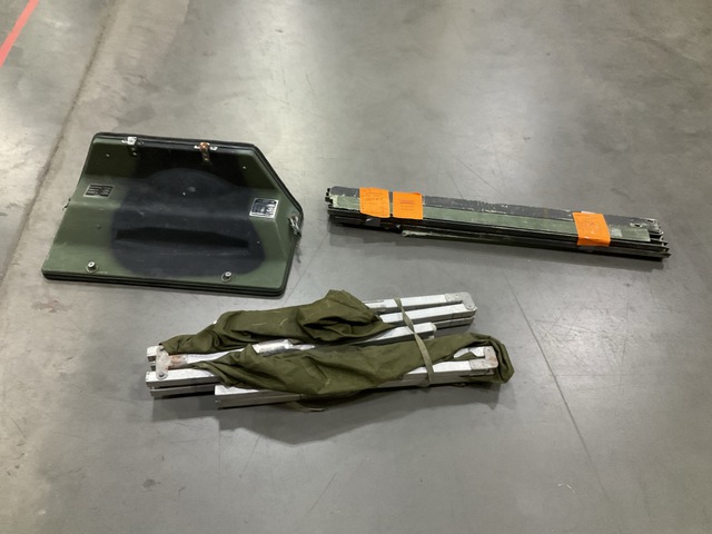 (12) Folding Cots, (18) Vehicle Body Stakes & Assorted Items
