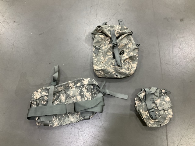 (49) General Purpose Canteen Pouches, (14) Waist Packs & Assorted Items