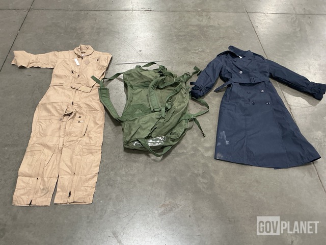 (10) Coveralls, (6) All-Weather Coats, (21) Duffel Bags & Assorted Items