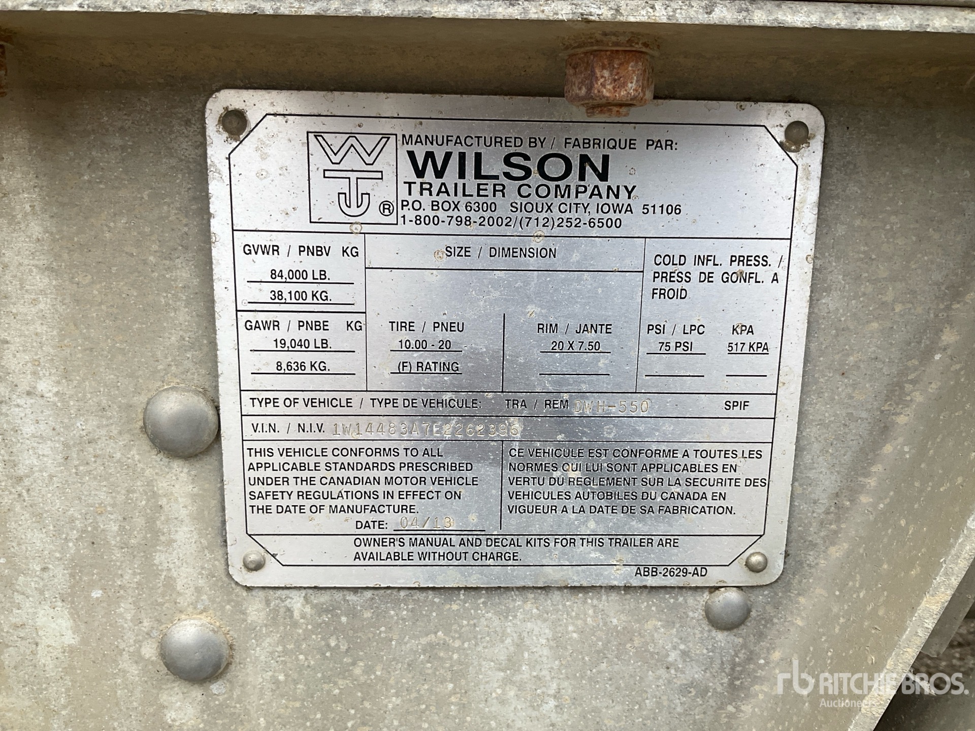 2014 Wilson Pacesetter 48 ft Tri/A Grain Trailer